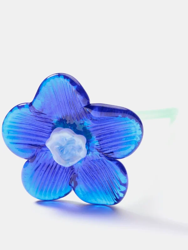 HOFF MOUTHBLOWN CRYSTAL FLOWER BLUE Cheap